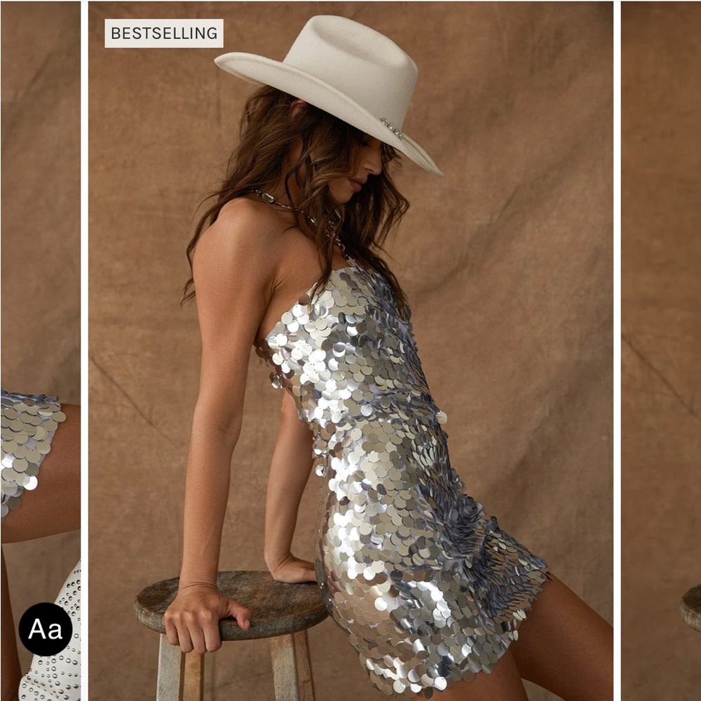 Silver sequin disco dress